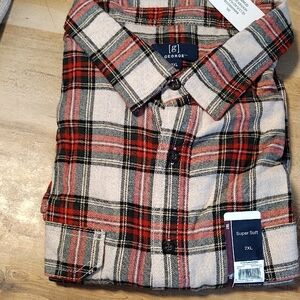 George Men's Casual Plaid Shirt - Red, Black, and Cream